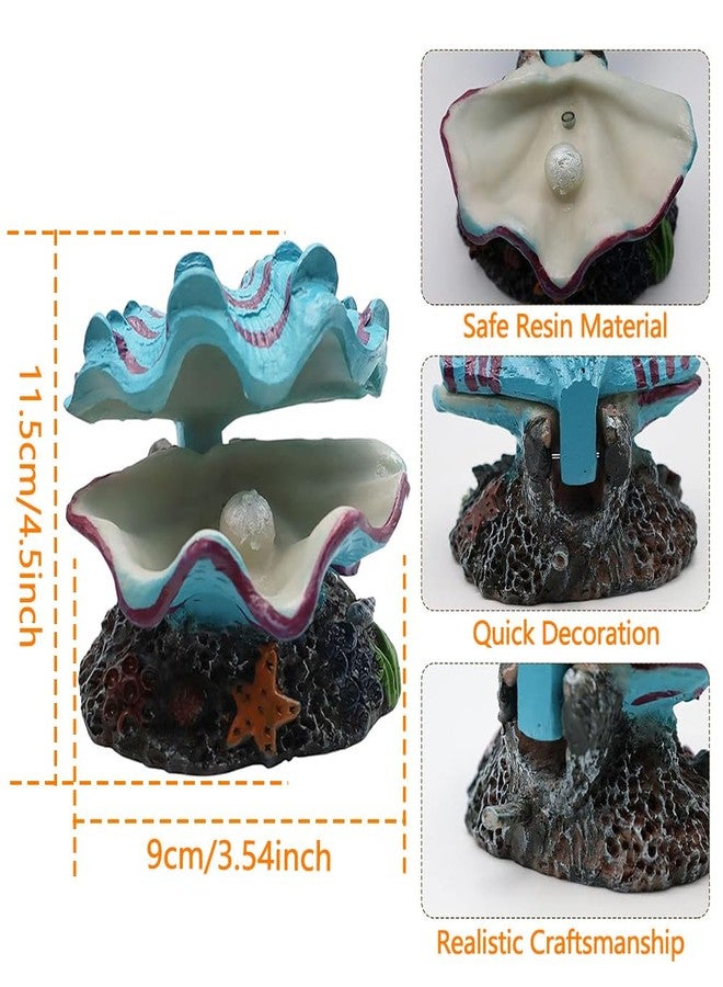 Abnaok Aquarium Shell Decoration, Tropical Clam Live-Action Ornament, for Fish Tank Aerating, Aquarium Oxygenated - Shell Pearl Air Stone Bubble Decoration - Image 2